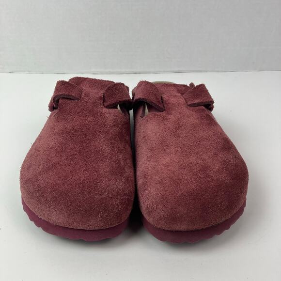 Birkenstock Sz 9-9.5 Boston Suede Clog in Maroon-Mauve Soft Footbed Comfy - Picture 5 of 15